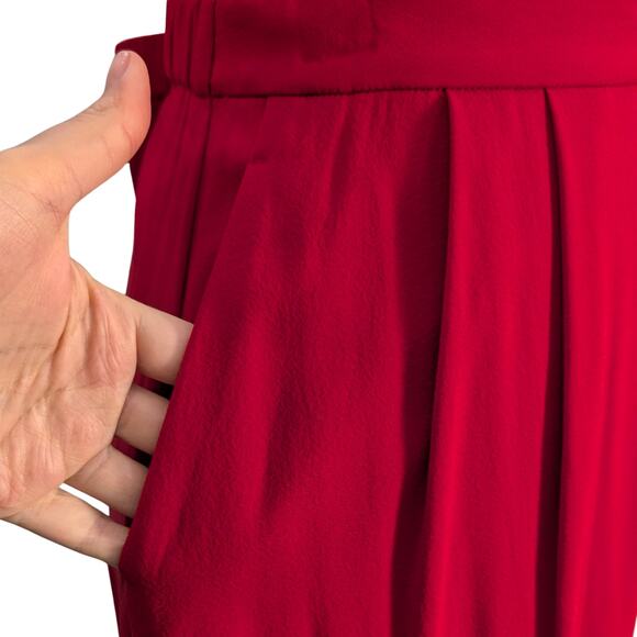 St. John Evening Silk Palazzo Pants in True Red - Picture 6 of 7